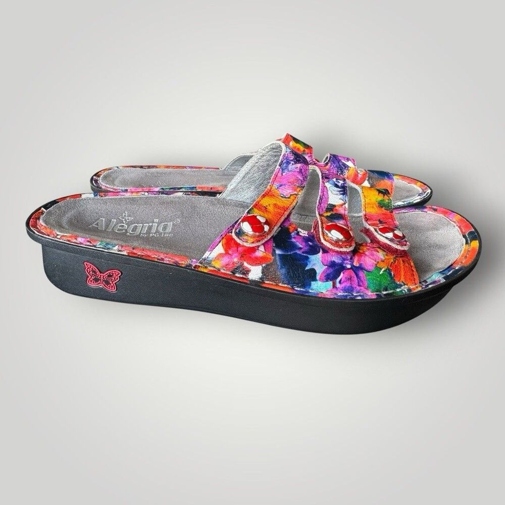 Alegria Fiona Sandals Iris Floral Pink Comfort Shoe Slip On Size 40 - Picture 3 of 8